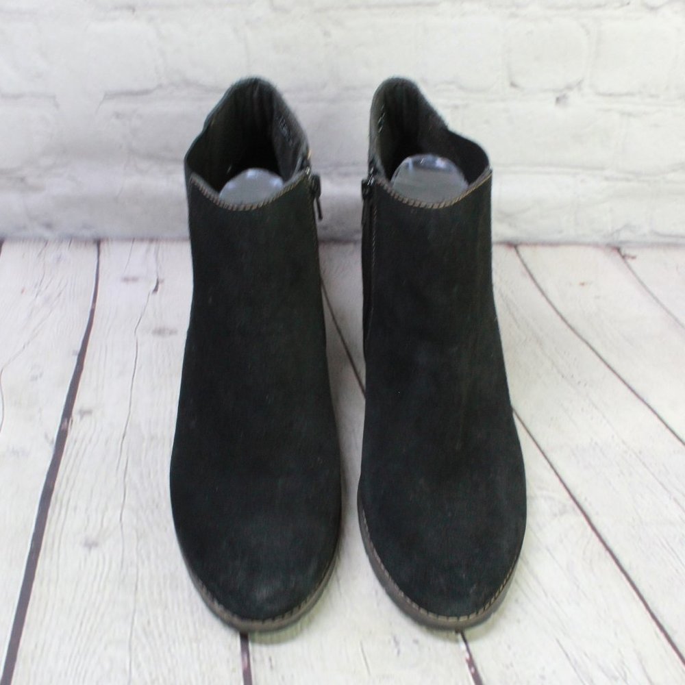 Clarks Pause Camelia Black Suede Side Zip Heeled Ankle Boots Size 11 M - Picture 5 of 9